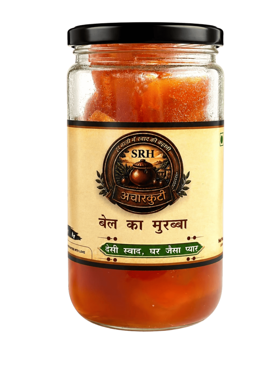 SRH AchaarKuti Bel Murabba traditional homemade bael fruit preserve in glass jar