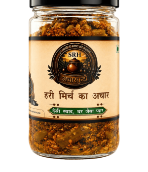 SRH AchaarKuti Hari Mirch Achar traditional homemade green chilli pickle in jar