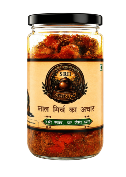 SRH AchaarKuti Laal Mirch Achar traditional homemade red chilli pickle in glass jar