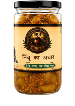 SRH AchaarKuti Nimbu Achaar traditional homemade lemon pickle in glass jar